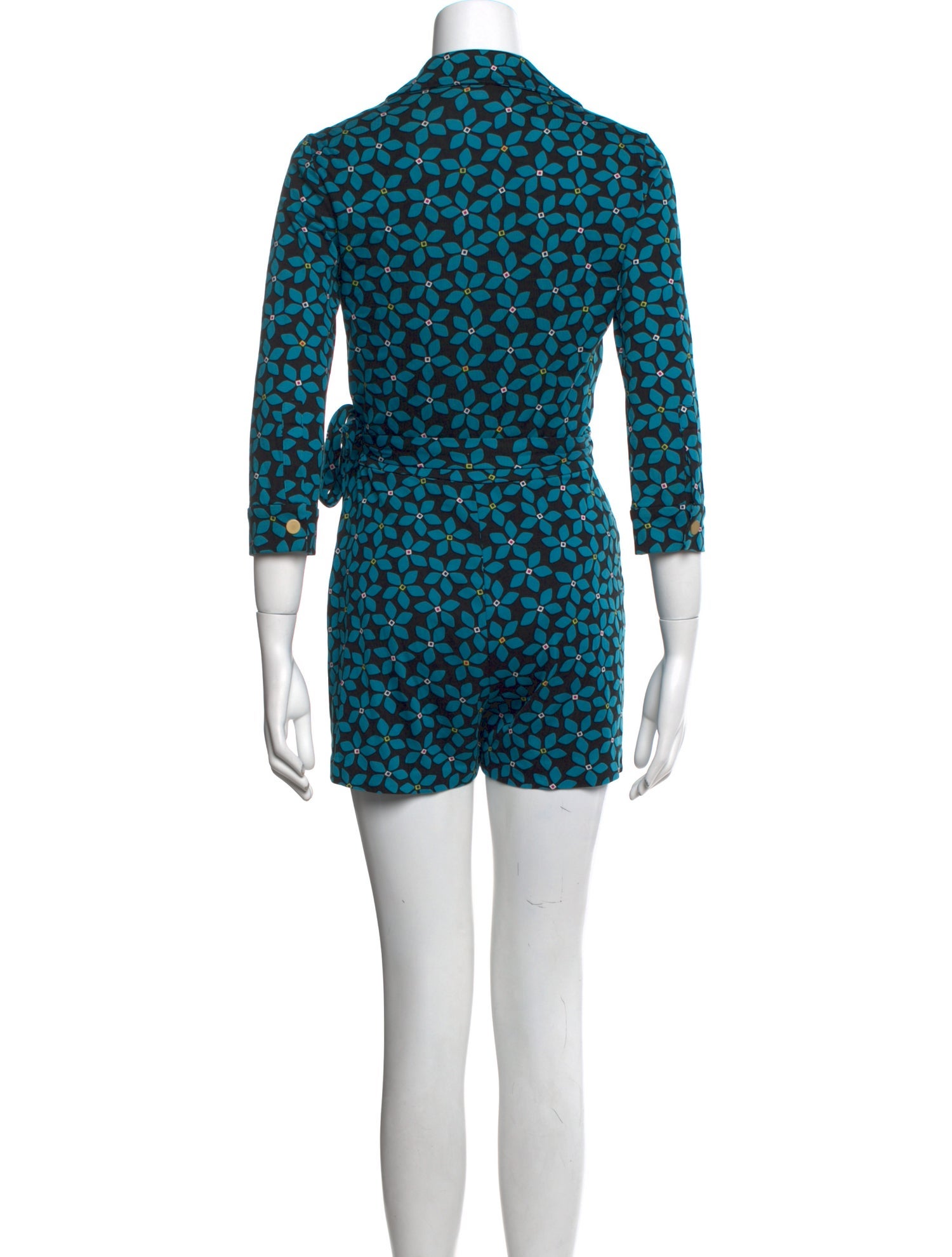 Diane von Furstenberg Floral Print V-Neck Romper